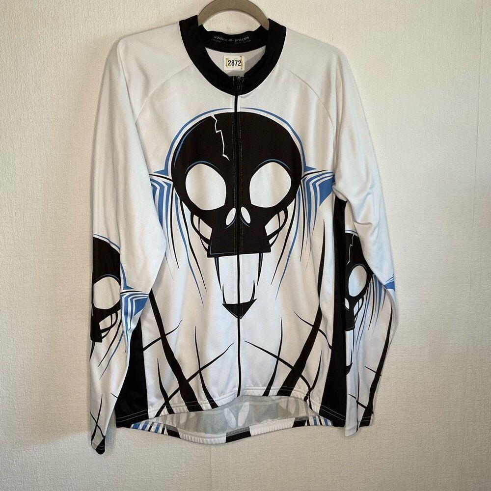 ScudoPro Killer Head Long Sleeve Cycling Jersey Mens size 2X Brushed White Black